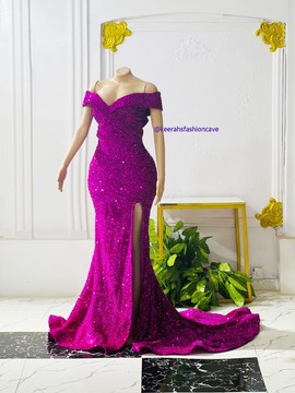 Long  sequin dress with slit, prom dresses , sequin dresses, evening gowns
