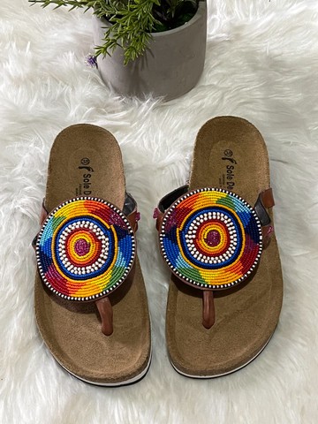 Kenyan Beaded Sandals /Masai Sandals / Maasai Slippers / African Beaded Shoes