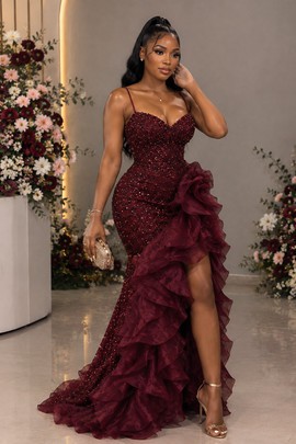 Robe de soirée bordeaux, robe de soirée, robe de fête, robe d’anniversaire, robe de bal de promo