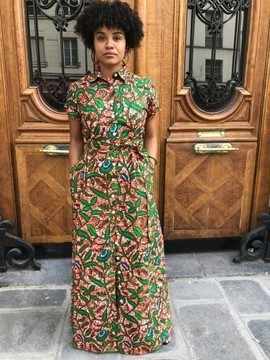 Makeva flower shirt dress