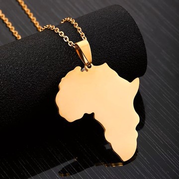 Collier carte africaine plaqué or 18 carats