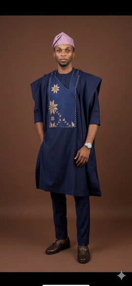 Classic Navy Blue Agbada Set