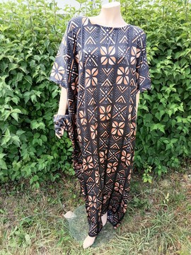Boubou / Makeba in printed silk Bogolan "Myriam"