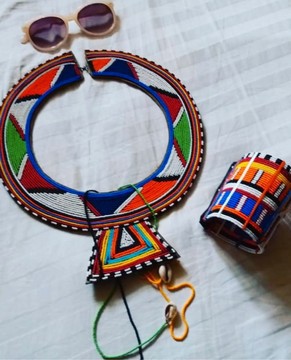 Un ensemble de collier et bracelet Maasai / bijoux africains / bijoux en perles / perles zoulou