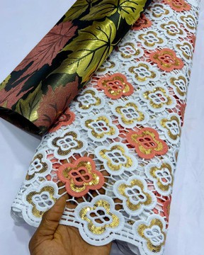 Sequin fabric cord lace (5 yards)