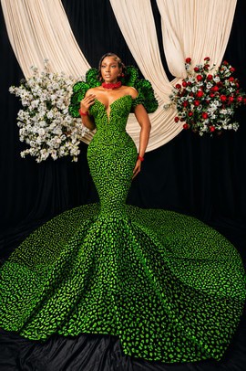 Élégante robe de mariée en Ankara, robe Ankara pour séance photo, robe boubou en brocart