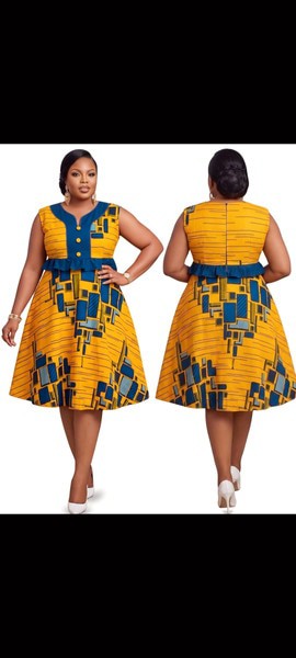 Robe évasée mi-longue africaine Bibitayo