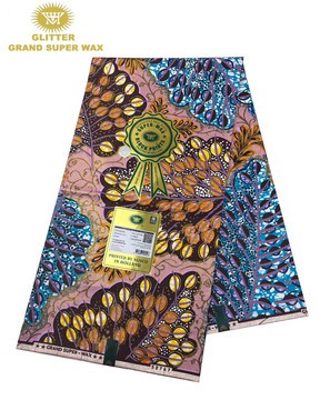 Grand pagne Super Wax pailleté Vlisco/pagne Ankara/pagne imprimé Ankara/coton Vlisco