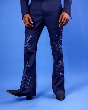 A Navy blue “Anikulapo” High Waist, Trumpet Cut Pant