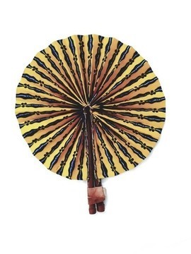 Leather and wax fan BLAN and BLEU ROSA