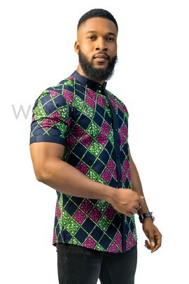 Colourful Ankara Shirt, African Men Clothing, African Mens Wear, Ankara Shirt