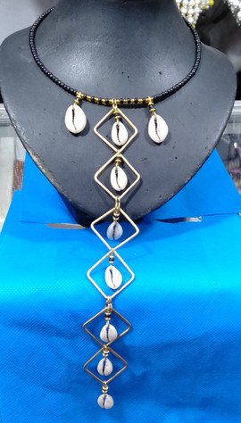 Cowries necklace, African necklace, brass necklaces
