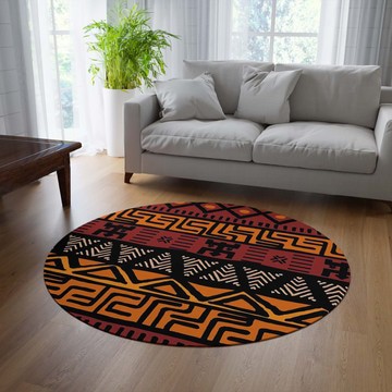 Mudcloth Round Rug Living Room Traditional Design Carpet (LARGER SIZES AVAILABLE)