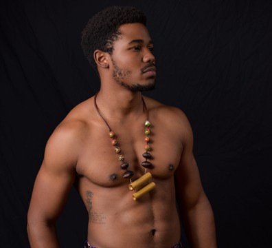 MANLY19-16: MEN / BAMBOO NECKLACE AND HANDMADE SEEDS &amp; PEARLS
