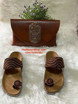 KENYAN BEADED CLUTCH BAG AND SANDALS SET