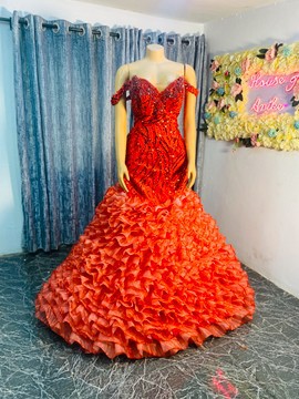 Robe de mariée rouge, robe sirène, robe de soirée