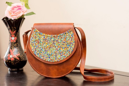 Beaded sling bag/leather sling bag/sling bag/ shoulder bag