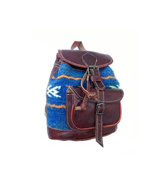 Blue leather backpack