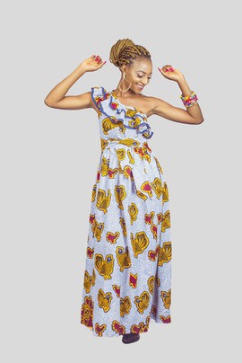 Ankara One Sholder Maxi Dress, African Print Dress, African Dress, African Clothing for Women