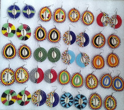 Beaded earrings, Cowries shell earrings, wholesale earrings, maasai earrings