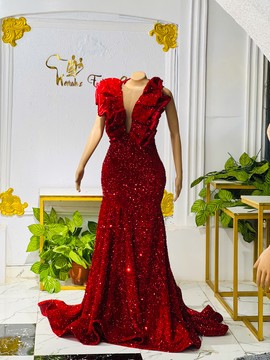 Sequin prom dress,shimmery evening gown,African wedding dress