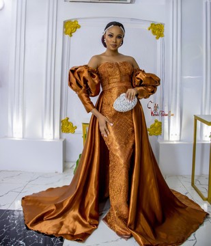 Alicia Lace Prom dress with train,  wedding lace gown, long dresses, African women dresses