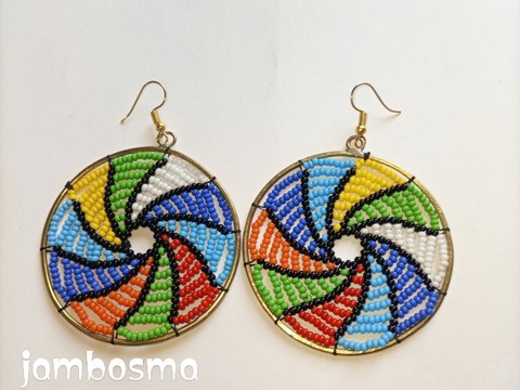 African brass beaded earrings, Maasai earrings, statement earrings