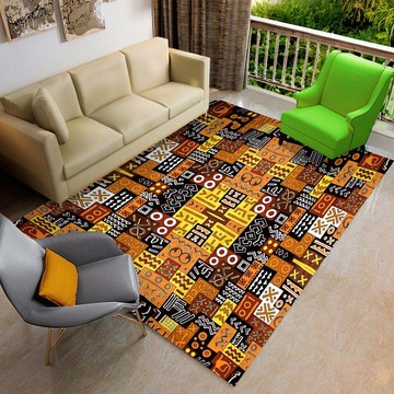 Abstract Rug Geometric African Cultural Bogolan Carpet (LARGER SIZES AVAILABLE)