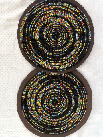 Un ensemble de 2 tapis muraux/décor perlé/tenture murale/décoration murale/décor à la maison/tapis de service à manger