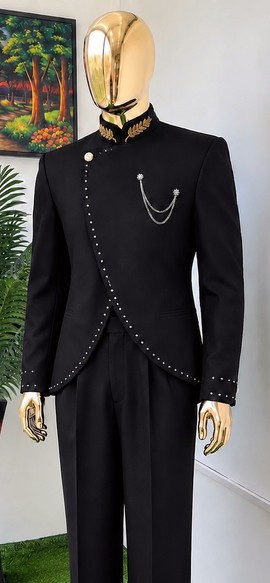 OKXEEL Costume safari impérial noir clouté