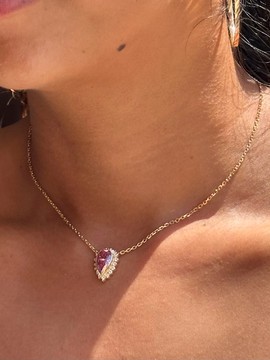 Collier ras de cou diamant rose