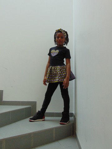 Tee-shirt customisé TUNIQUE-ROBE Fait Main Wax avec Bandeau assorti