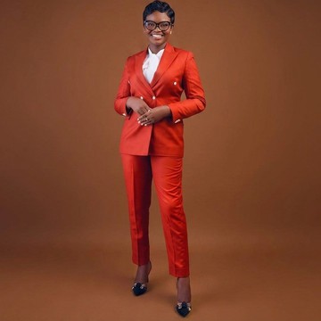 Red Double-Breasted Blazer and Trouser Suit Set