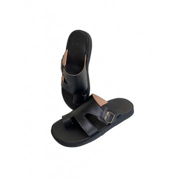 Sandale en cuir véritable Noir fait main mode homme