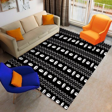 Black White Tribal Rug Cowrie Carpets for Living Room (LARGER SIZES AVAILABLE)