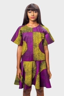 Beautiful purple &amp; yellow shift dress in African print