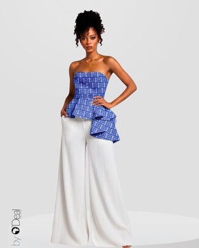 Ensemble pantalon soie plissé et son top bustier