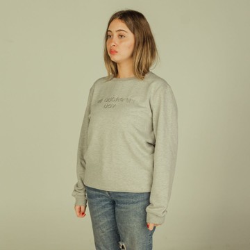 Sweat-shirt Loose Fit Gris Unisexe affirmations "I'm Proud Of You" à Col Rond Et Détails En Wax