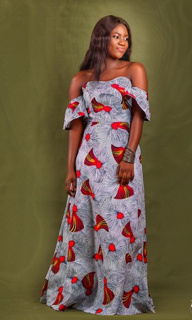Elegant African Woman Ankara Off-Shoulder Long Dress|Wedding/Special occasions|Plus Size