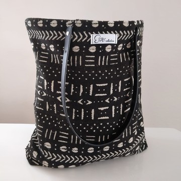 Genuine bogolan tote bag Black