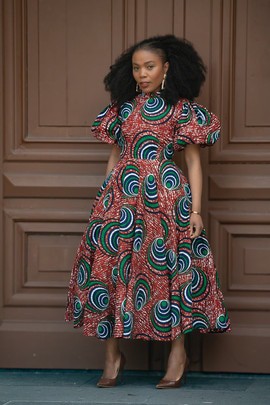 OLORI GREEN AND RED DRESS