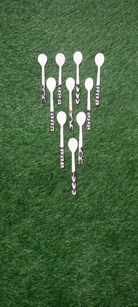 10 African Hand Carved Horn Spoons – Handmade Tribal Kitchen Utensils