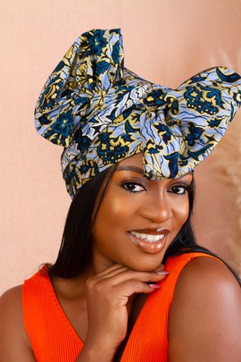 AMOYA GOLD AND BLUE HEADWRAP