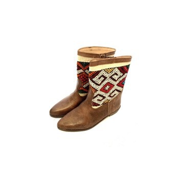 High-end handmade genuine leather and kilim boot.