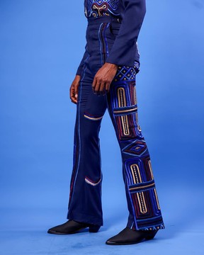 A Navy blue “anikulapo” High Waist, Trumpet Cut Pant
