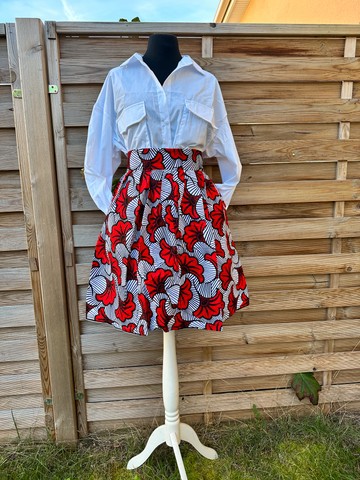 High waist short skirt in Wax with pockets - knee skirt