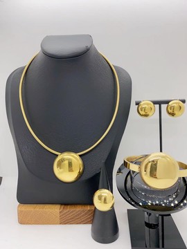 Elegant Gold Jewelry Set for Women | Statement Necklace, Earrings, Bracelet &amp; Ring