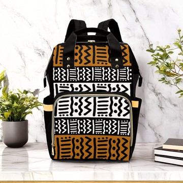 Afrocentric Backpack Kuba Zigzag Print | African Style | Diaper Bag
