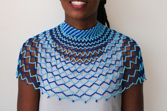 Collier châle perlé africain, collier Cape perlée zoulou, cadeau de Noël pour elle, cadeau de demoiselle d'honneur