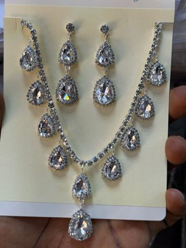 Sparkling Crystal Teardrop Necklace &amp; Earring Set | Elegant Bridal &amp; Wedding Jewelry